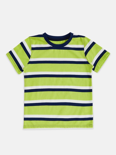 

Pantaloons Junior Boys Green & Blue Striped T-shirt