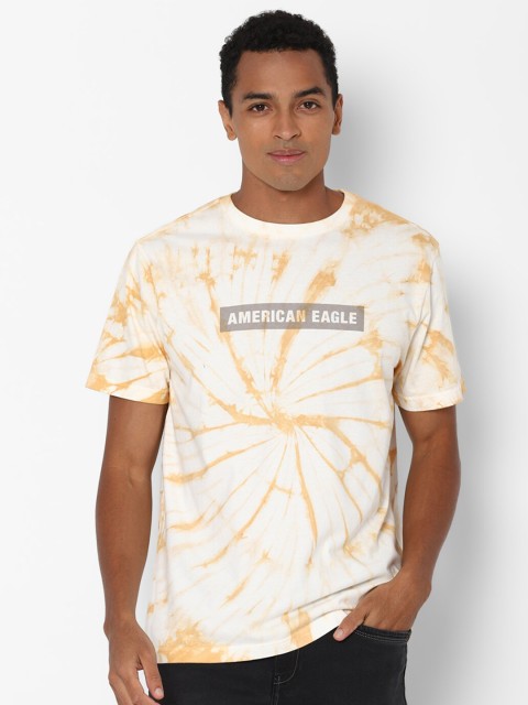 

AMERICAN EAGLE OUTFITTERS Men Beige Typography Printed Raw Edge T-shirt