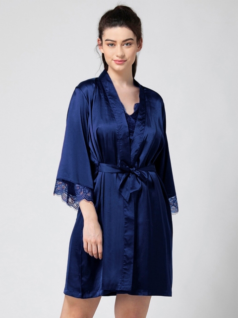 

ADORENITE Women Blue Nightdress with Robe