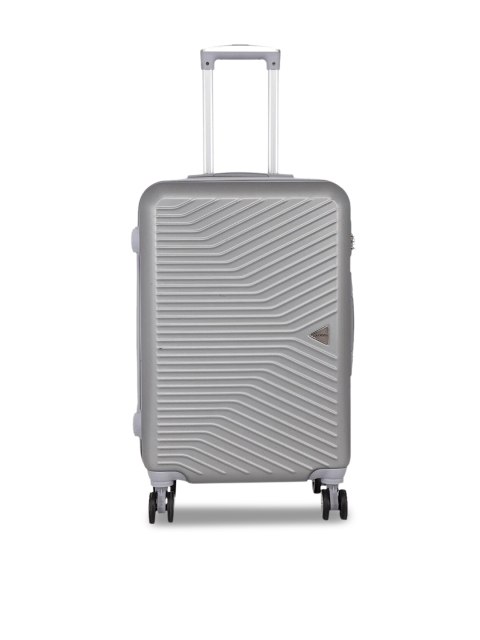 

Teakwood Leathers Silver-Toned Textured Hard Side Medium Trolley Bag