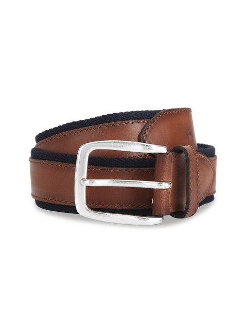 

HACKETT LONDON Men Brown Leather Belt, Navy blue