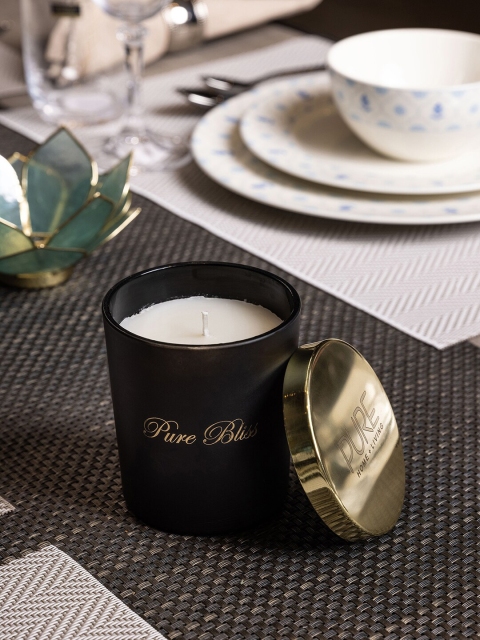 

Pure Home and Living Black & Gold-Toned Printed Candle