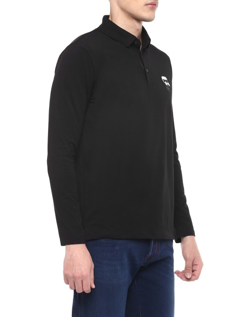 

LAGERFELD Men Black NA Polo Collar Applique T-shirt NA