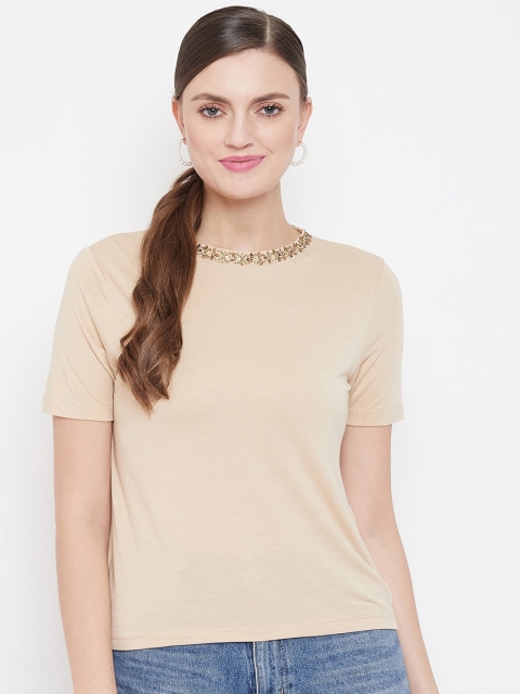 

Madame Beige Chiffon Styled Back Top