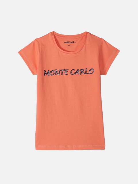 

Monte Carlo Peach & Black Brand Logo Regular Top