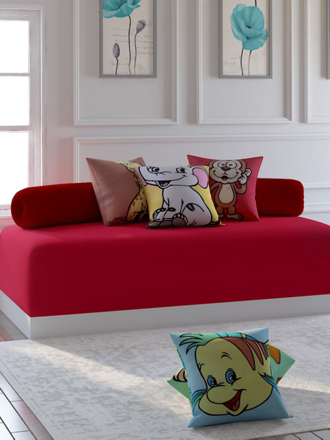

Bromwick Set Of 8 Printed Cotton Diwan Set, Red