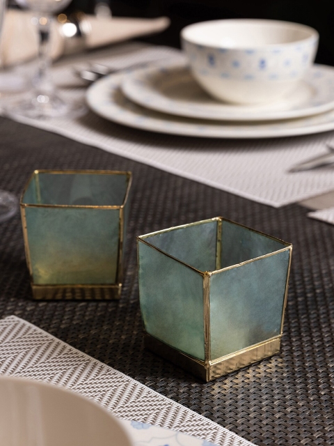 

Pure Home and Living Set Of 4 Blue Solid Tea Light Holder