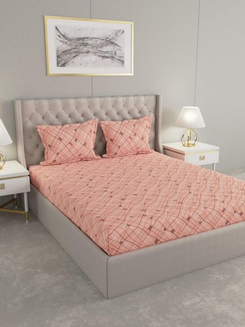 

Raymond Home Peach 104 TC Cotton Queen Bedsheet with 2 Pillow Covers
