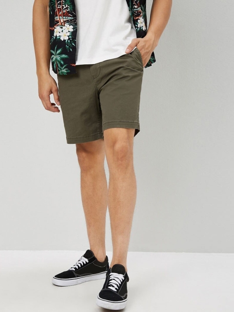 

FOREVER 21 Men Olive Mid-Rise Regular Shorts