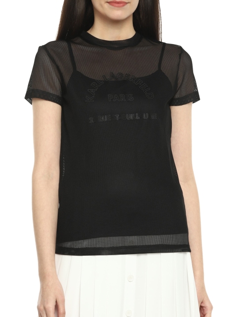 

Karl Lagerfeld Black Brand Logo Regular Top