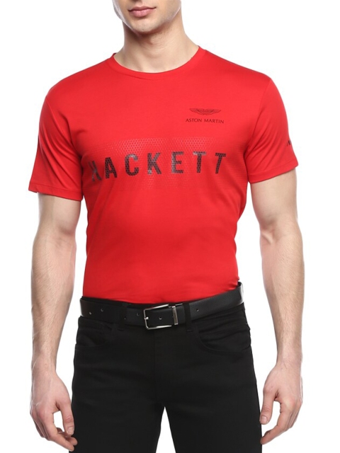 

HACKETT LONDON Men Red Typography Printed Round Neck T shirt
