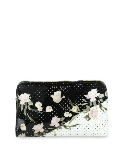 

Ted Baker Women Black & White Floral Printed Makeup Organiser Bag