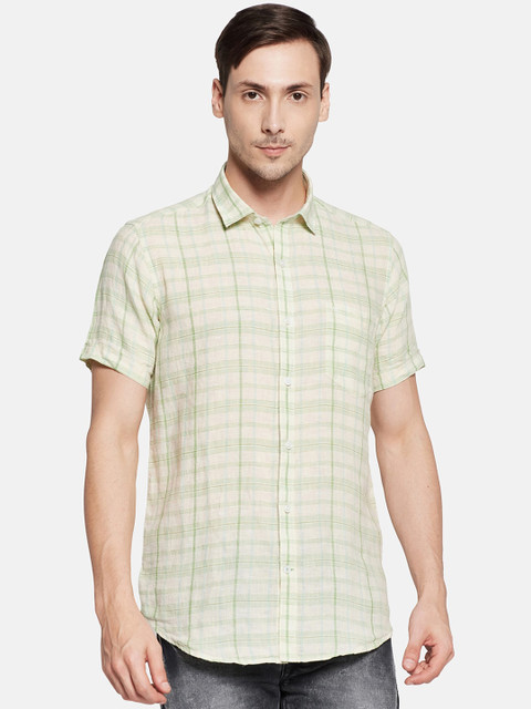 

Monte Carlo Men Green Checked Casual Shirt