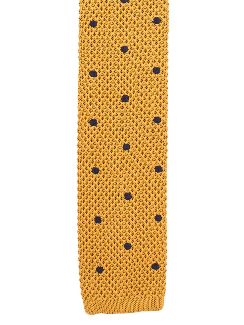 

The Tie Hub Men Mustard & Navy Blue Knitted Skinny Tie