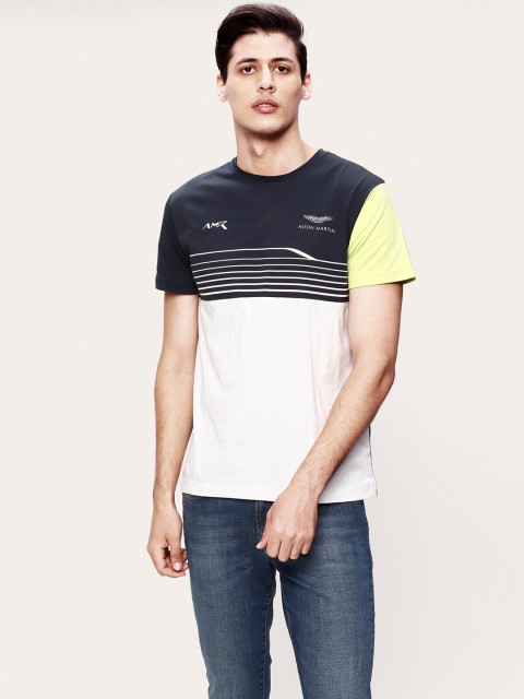 

HACKETT LONDON Men vy Blue Colourblocked T-shirt, Navy blue