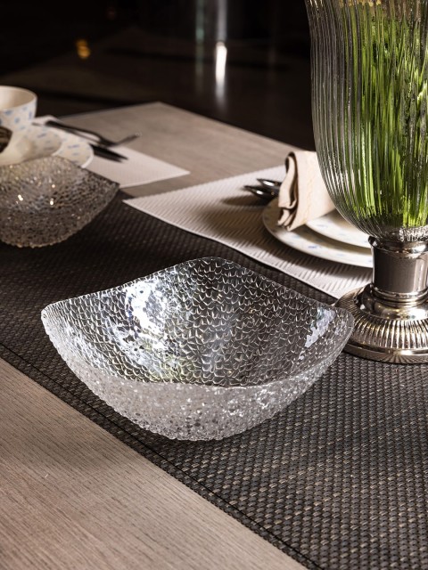 

Pure Home and Living Set Of 4 Transparent Small Clear Square Curved Bowl