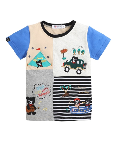 

Noddy Boys Beige & Blue Printed T-shirt