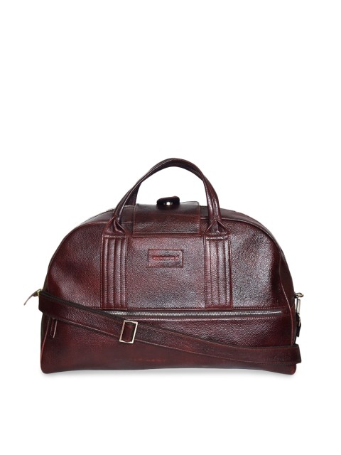 

CHRISTOPOLO Brown Textured Genuine Leather Duffel Bag
