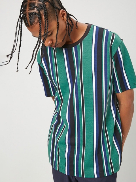 

FOREVER 21 Men Multi Striped T-shirt