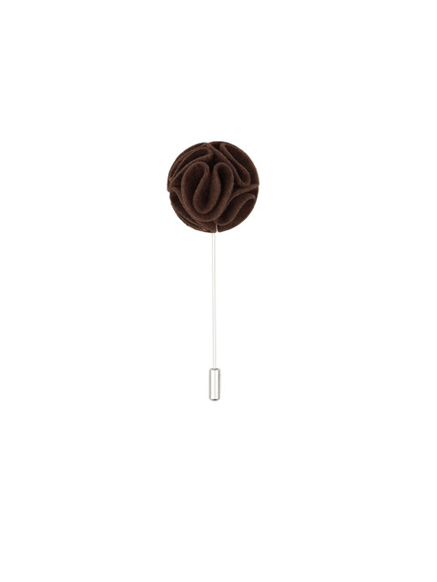 

The Tie Hub Men Brown Solid Blossom Flower Microfiber Lapel pin