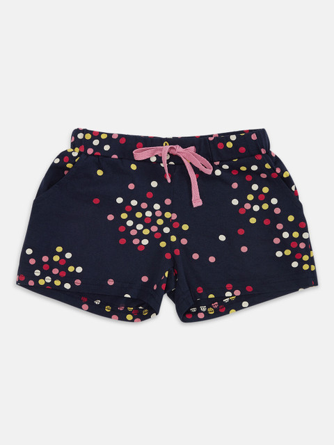 

Pantaloons Junior Girls Navy Blue Printed Mid-Rise Regular Shorts