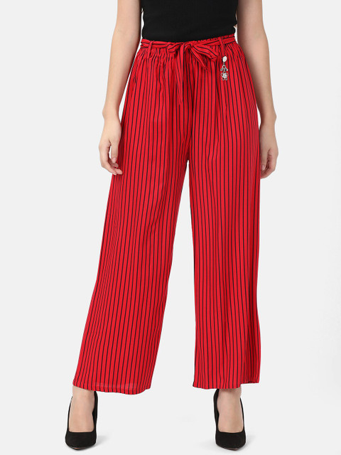 

V2 Value & Variety Women Red & Black Striped Knitted Palazzos