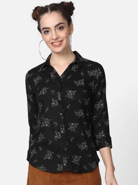 

V2 Value & Variety Women Black Floral Printed Casual Shirt