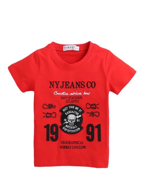 

Noddy Boys Red Typography Printed T-shirt
