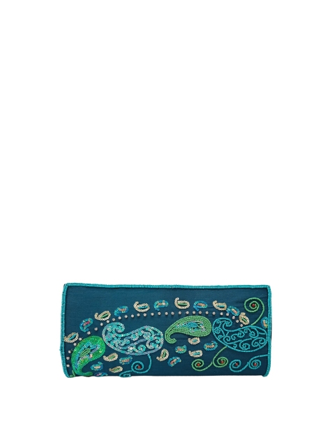 

Spice Art Teal Blue & Sea Green Hand Embroidered Purse