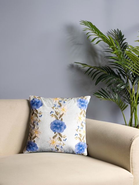 

Pure Home and Living Blue & White Floral Square Cushion Covers