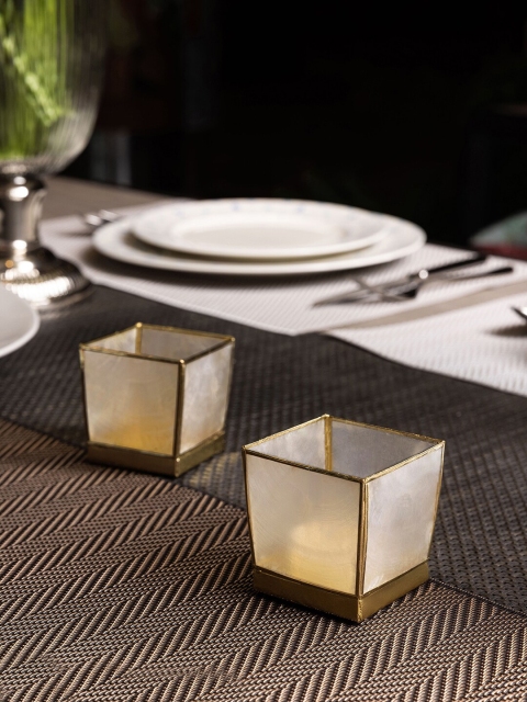 

Pure Home and Living Set Of 4 Transparent Solid Capiz Lotus Tea Light Holders