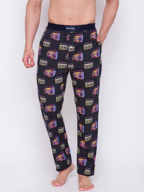 

Smugglerz black BoomBox Men Black 100% Cotton Printed Lounge Pants