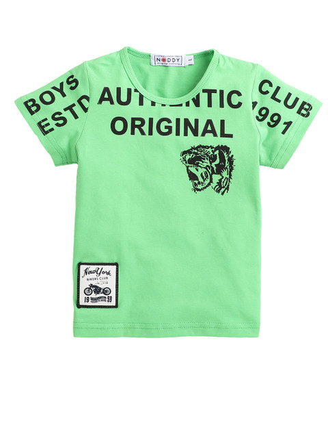 

Noddy Boys Green Typography Printed T-shirt