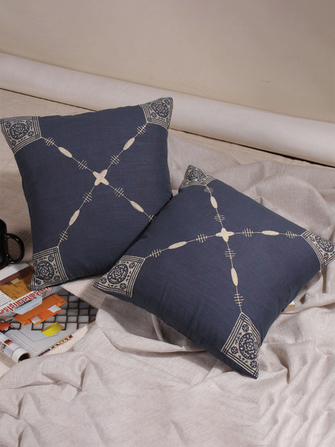 

Molcha Grey Set of 2 Ethnic Motifs Square Cushion Covers