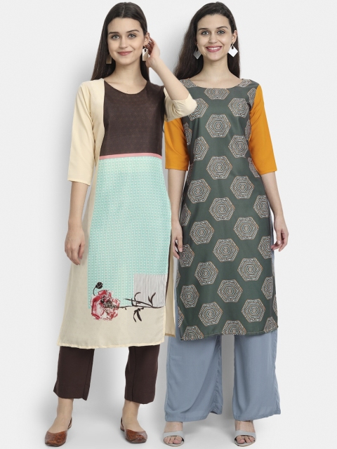 

Ethnic basket Pack of 2 Women Printed Crepe Kurta, Multi