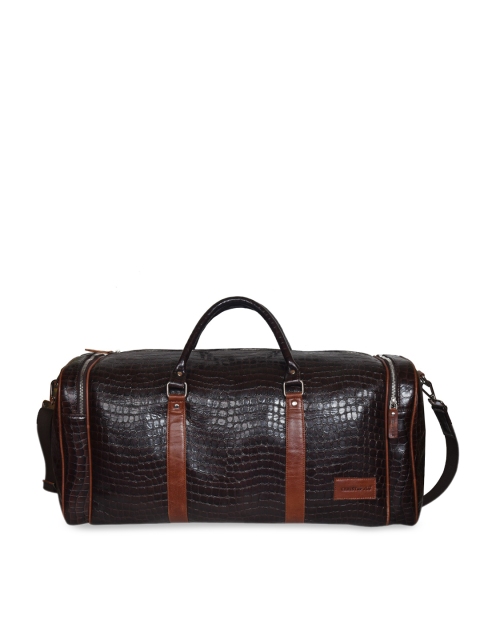 

CHRISTOPOLO Coffee Brown Textured Genuine Leather Duffel Bag