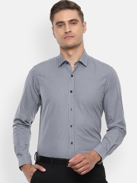 

Louis Philippe Men Grey Slim Fit Checked Casual Shirt