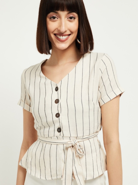 

max Off White Striped Regular Top