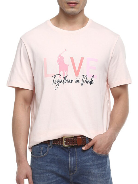 

Polo Ralph Lauren Men Pink Typography Printed T-shirt