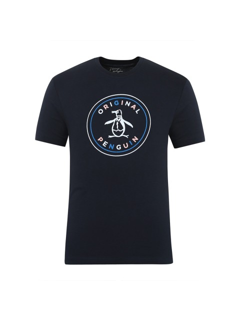 

Original Penguin Men Navy Blue Brand Logo Printed T-shirt