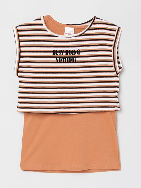 

max Brown Striped Regular Top