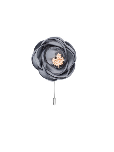 

The Tie Hub Men Grey Flower Microfiber Lapel Pin
