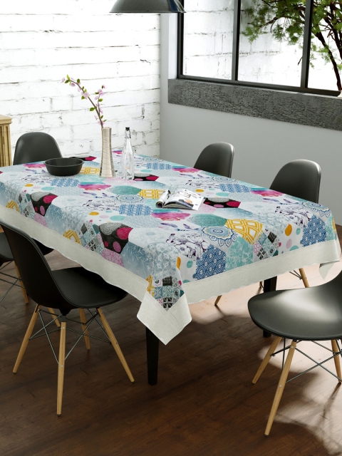 

Clasiko White & Blue Printed 6-Seater Anti-Slip Table Cover