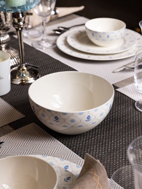 

Pure Home and Living Off-White & Blue Printed Serving Bowl