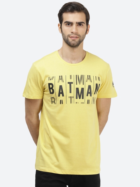 

Free Authority Men Yellow Black Typography Batman Printed Pure Cotton T-shirt
