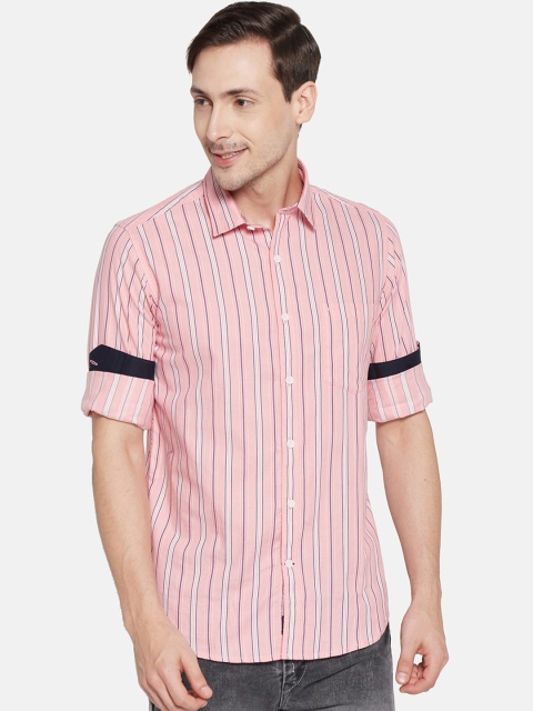 

Monte Carlo Men Pink Striped Casual Shirt