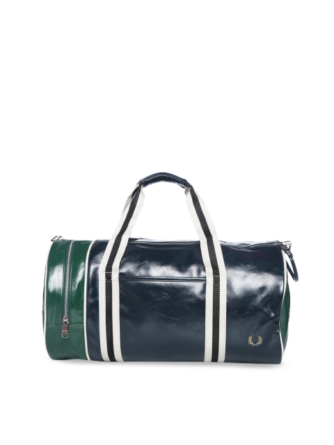 

Fred Perry Men Navy Blue & Green Colourblocked Barrel Duffel Bag