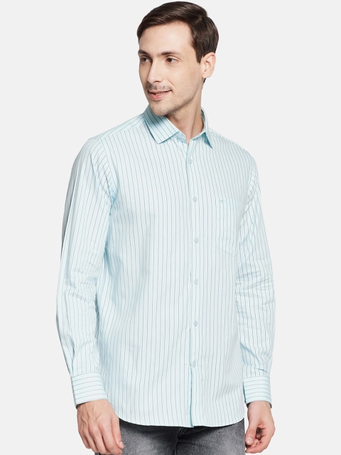 Monte Carlo Men Blue Striped Casual Shirt