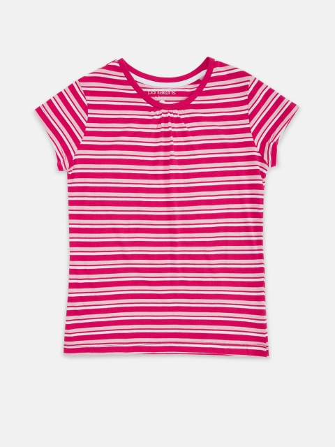 

Pantaloons Junior Girls Fuchsia & White Striped T-shirt