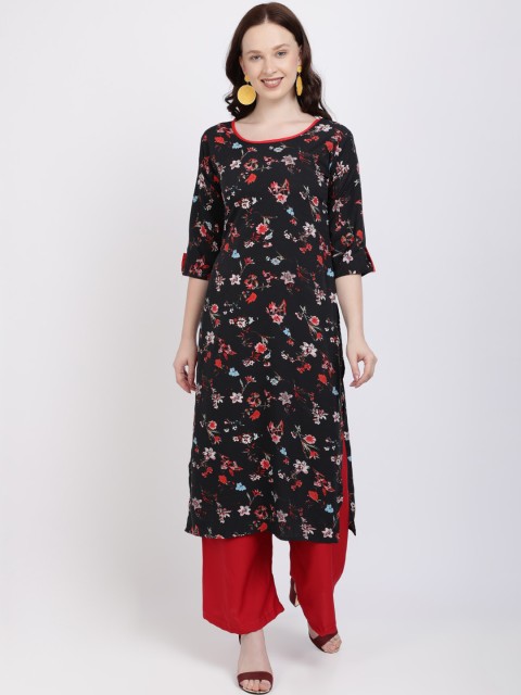 

SAADHVI Women Black Printed Regular Kurta with Palazzos